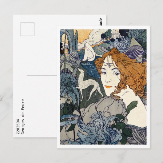 Retour (1897), Georges de Feure Briefkaart (Voorkant / Achterkant)