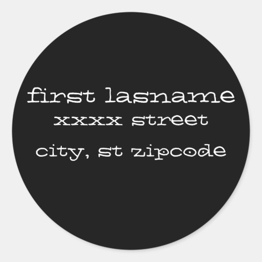 retour address labels - wit op zwart (Voorkant)