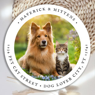Retour Adres Aangepaste Foto Huisdier Hond Kat Een Ronde Sticker
