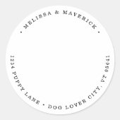 Retour Adres Hond Foto Aangepaste Mail Ronde Sticker (Voorkant)