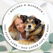 Retour Adres Hond Foto Aangepaste Mail Ronde Sticker