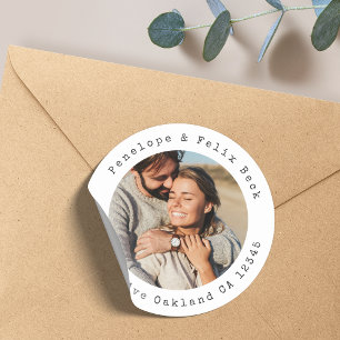 Retour Adres Koppel Foto Classic Ronde Sticker