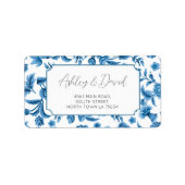 Retour Adres Label Huwelijk Chintz Blauw & Wit (Voorkant)