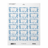 Retour Adres Label Huwelijk Chintz Blauw & Wit (Full Sheet)