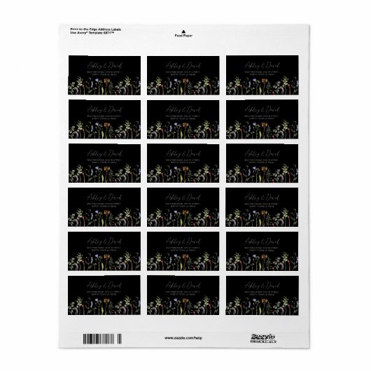 Retour Adres Label Wedding Wildflower Donker (Full Sheet)