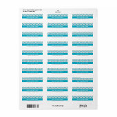 RETOUR ADRES LABELS :: chevron streep aqua blauw (Full Sheet)