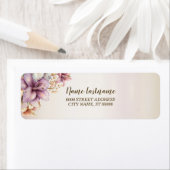 Retour Adres Party Waterverf Boho Roze Bloemen Etiket (Insitu)