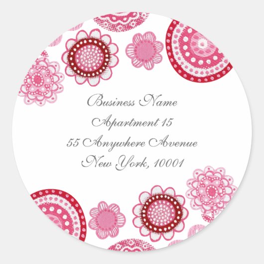 Retour Adres Roze Witte Bloemen Label Sticker (Voorkant)