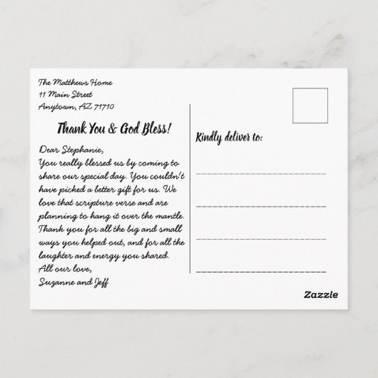 Retour adres Script bruiloft foto dank u Briefkaart (Achterkant)