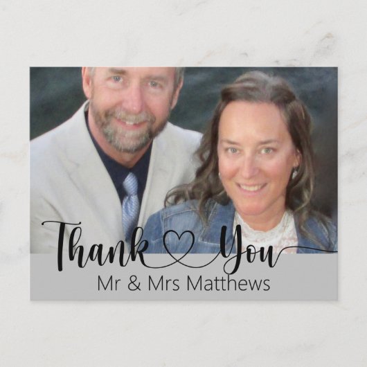 Retour adres Script bruiloft foto dank u Briefkaart (Voorkant)