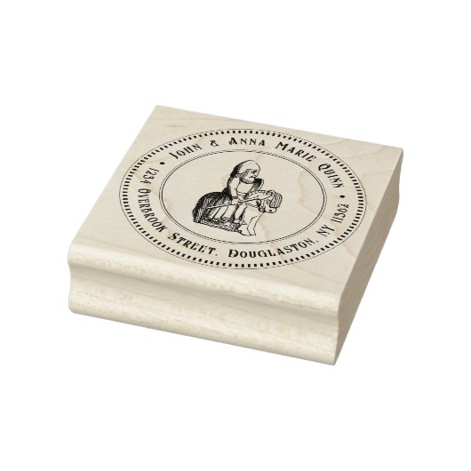 Retour adres stempel lachend middeleeuwse ridder (Stempel)