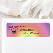 Retour Adreslabel - Silhouetten van Palmbomen