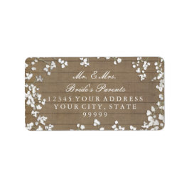 Retour postadres Baby's Breath rustiek Houten Etiket