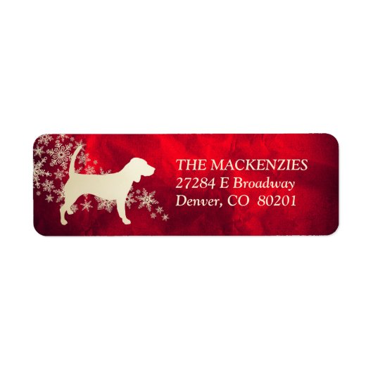 Retour Red and Gold Winter Beagle Etiket (Voorkant)