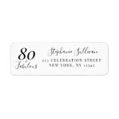 Retouradres 80e verjaardagsfeestje etiket (Voorkant)