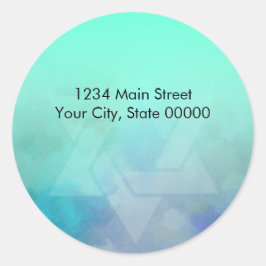 Retouradres Aqua en Blue Star van David Ronde Sticker