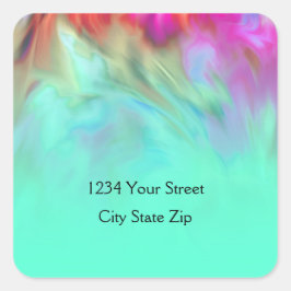 Retouradres Aqua Tie Dye Design Vierkante Sticker