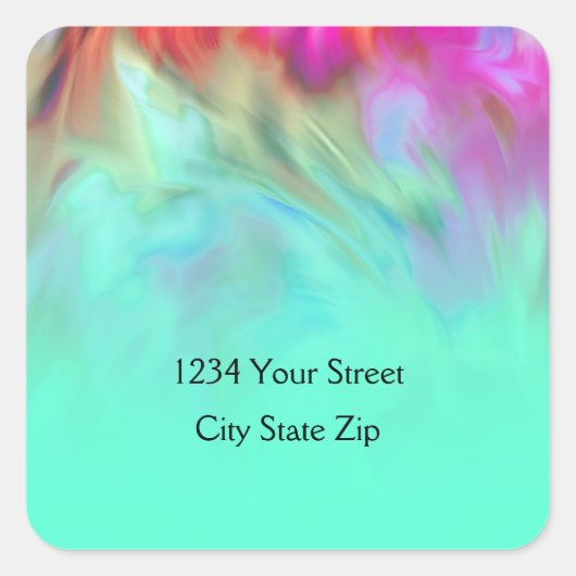 Retouradres Aqua Tie Dye Design Vierkante Sticker (Voorkant)