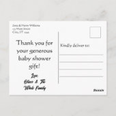 Retouradres Baby Shower Bedank Foto Briefkaart (Achterkant)