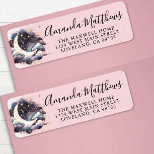 Retouradres babyborrel Over The Moon Roze Meisje Etiket