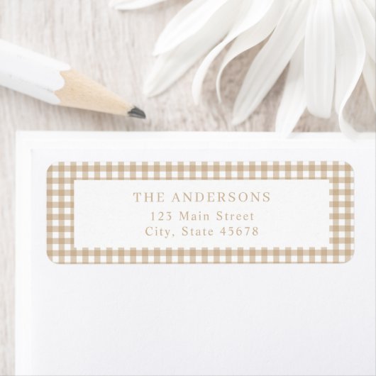 Retouradres Beige Gingham Etiket (Insitu)