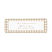 Retouradres Beige Gingham Etiket (Voorkant)