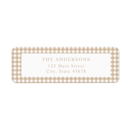 Retouradres Beige Gingham Etiket (Voorkant)