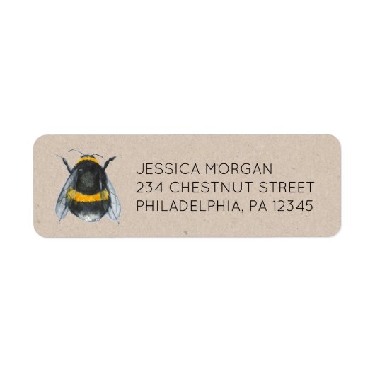 Retouradres bijen Baby shower Etiket (Voorkant)