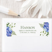 Retouradres Blauwe Hortensia's 100ste Verjaardag Etiket (Insitu)