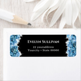 Retouradres blauwe kristallen etiket