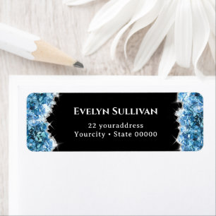 Retouradres blauwe kristallen etiket