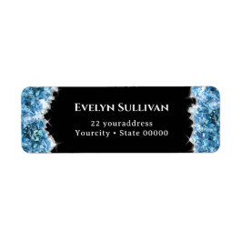 Retouradres blauwe kristallen etiket