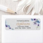 Retouradres | Blauwe Violet Waterverf Flowers Etiket (Insitu)