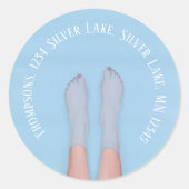 Retouradres Blue Water Beach Custom Ronde Sticker (Voorkant)