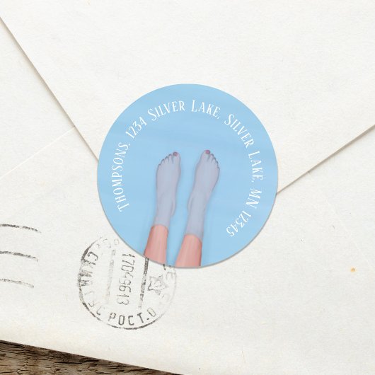 Retouradres Blue Water Beach Custom Ronde Sticker