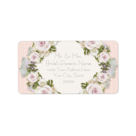 Retouradres Blush Pink Polka Dot Rozen Floral Etiket