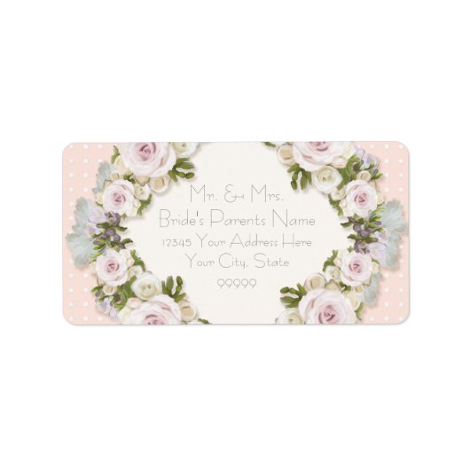 Retouradres Blush Pink Polka Dot Rozen Floral Etiket (Voorkant)
