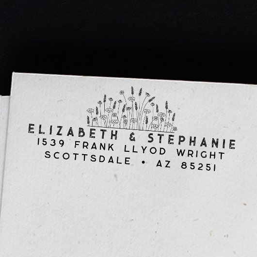 Retouradres Boho Wildbloemen Monogram Aangepast Zelfinktende Stempel