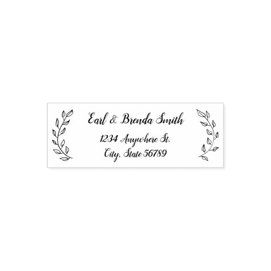 Retouradres botanisch randschrift zelfinktende stempel (Design)