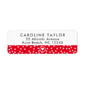 Retouradres Bright Red Heart & Stippen Cute Girly Etiket (Voorkant)