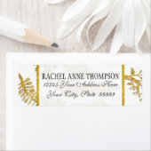 Retouradres Bruiloft Modern Goud Glitter Leaf Etiket (Insitu)