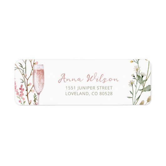 Retouradres Bruiloftsfeest Petals and Prosecco Etiket (Voorkant)