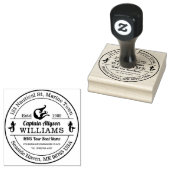 Retouradres Captain Mermaid Nautical Marine Zee Rubberstempel (Gestempeld)