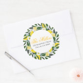 Retouradres citroen groen ronde sticker (Envelop)