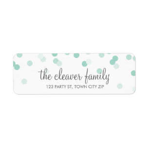 RETOURADRES confetti polka dot bord mint groen Etiket