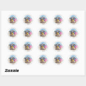 Retouradres Custom Photo Family Summer Ronde Sticker (Vel)