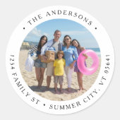 Retouradres Custom Photo Family Summer Ronde Sticker (Voorkant)