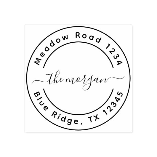 Retouradres Custom Script Family Name Simple Rubberstempel (Afrduk)