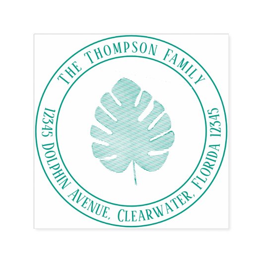 Retouradres Eenvoudig Tropisch Palm Leaf Zelfinktende Stempel (Design)