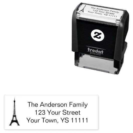Retouradres Eiffel Tower Zelfinktende Stempel (In situ)